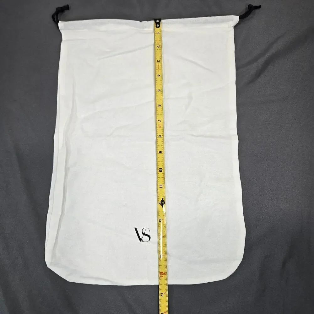 Victoria's Secret VS Logo Drawstring Dust Bag Cream White Cotton 16x12